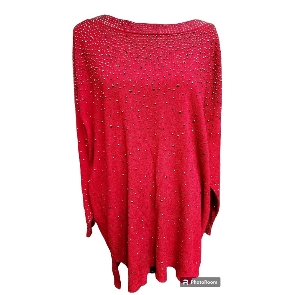 Vila Milano Red Embellished Sweater Wool Blend Size 1X